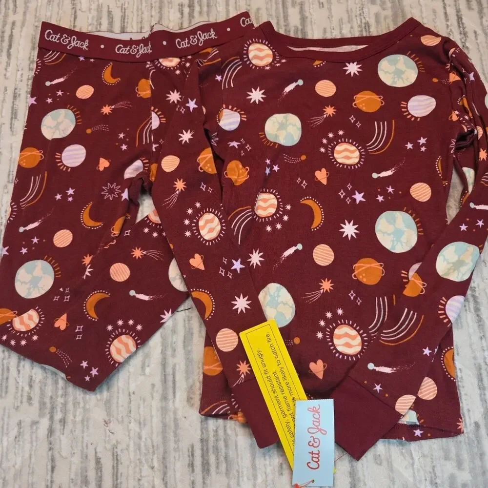 Cat & Jack Pajama Set Space Planets Moon Stars Boys Girls Sz 8 New